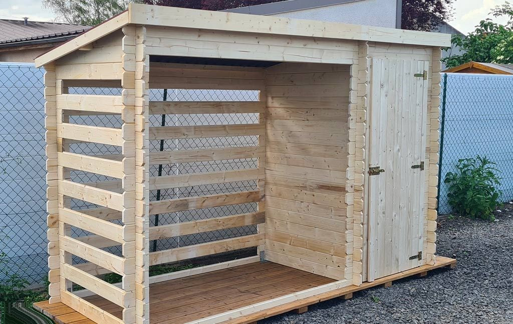 Depósito de lenha de 2 m² com abrigo fechado – 3,29 x 1,22 m – Habrita