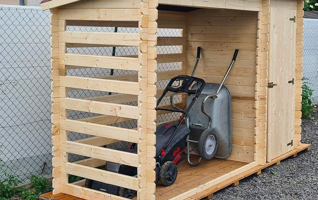 Depósito de lenha de 2 m² com abrigo fechado – 3,29 x 1,22 m – Habrita